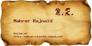 Mahrer Rajnald névjegykártya